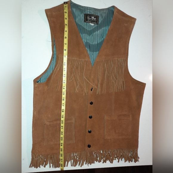 Rich Brown Western Leather Fringe Vest Size 42 Excellent Used Condition - Picture 6 of 7